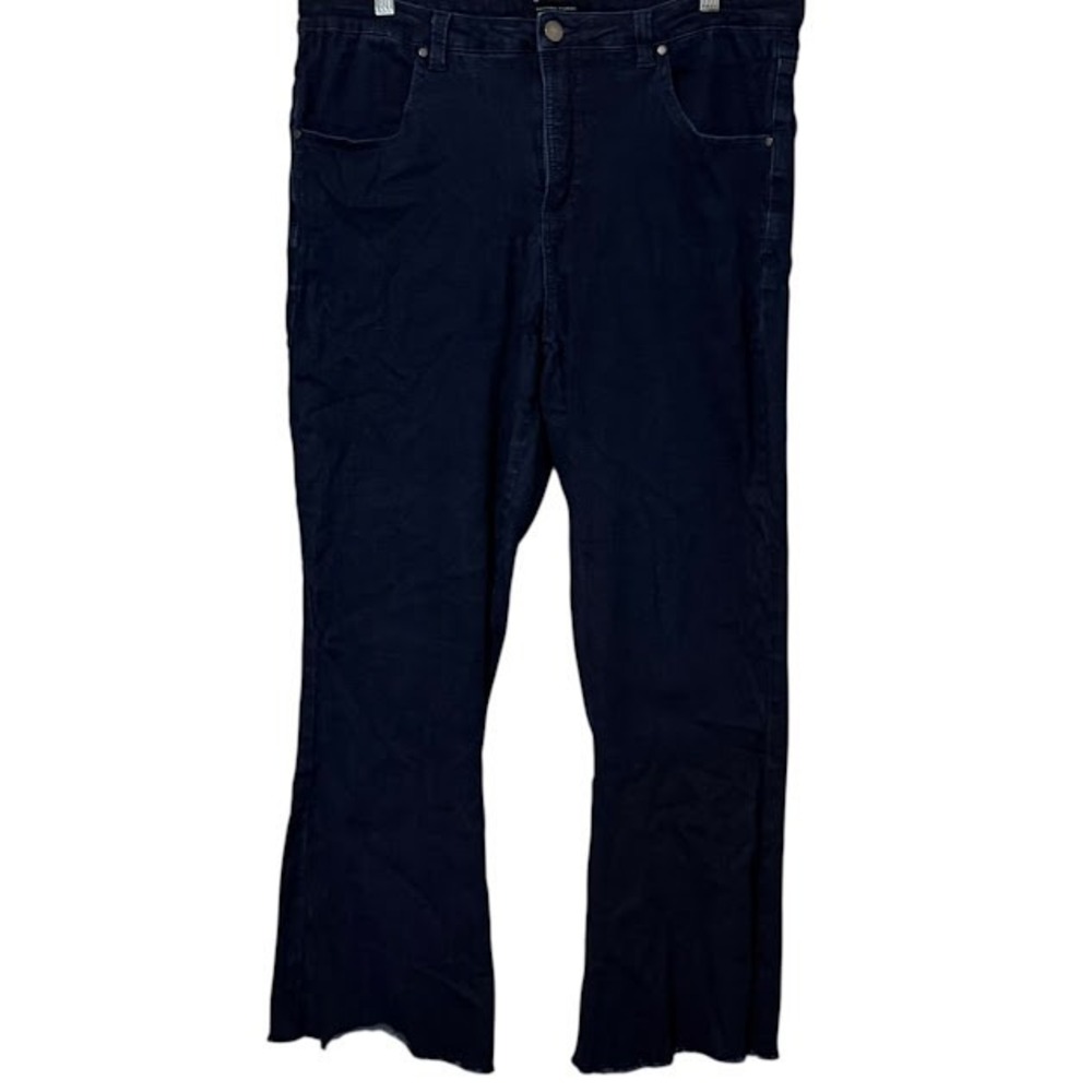 Universal Standard Dark Wash High Rise Flare Raw Hem Sava Jeans Womens 14